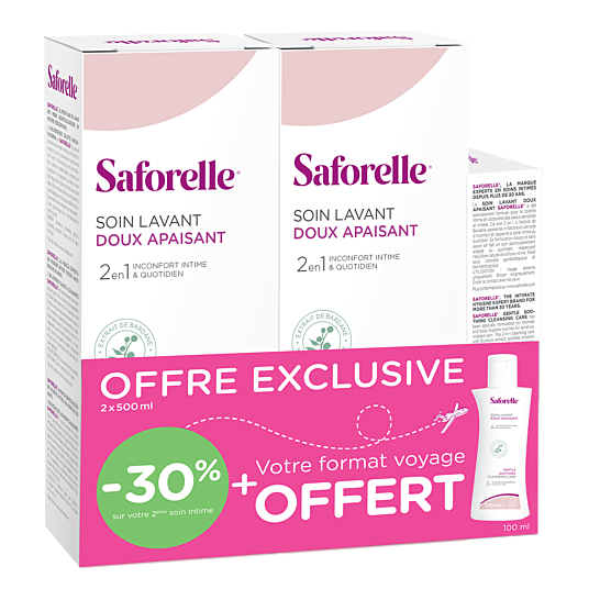  Saforelle soin Lavant Doux Apaisant Duo 500ml x2 + 100ml Offert